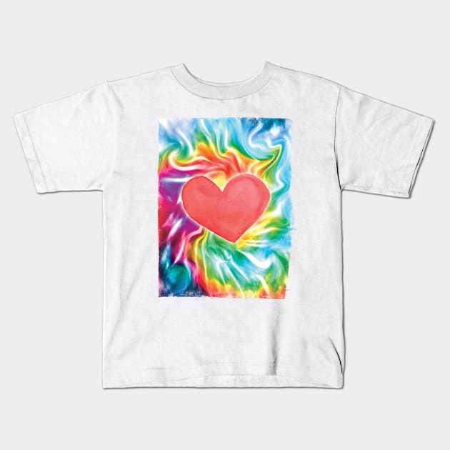 Tie Dye Heart - 70's love Kids T-Shirt by Cimbart